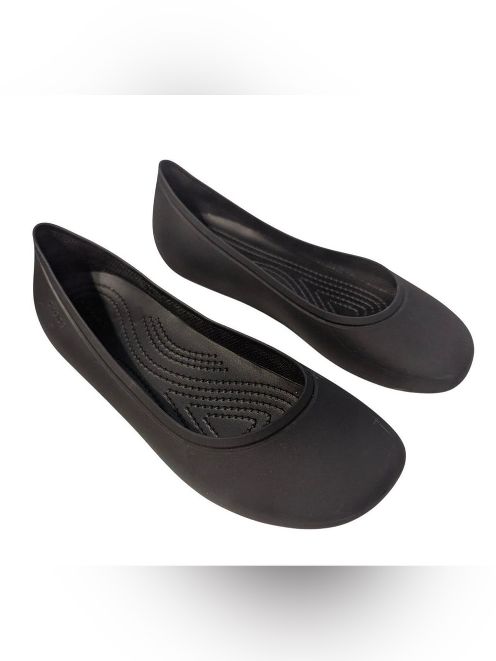 Crocs Black Women's Slip-On Brooklyn Ballet Flats Comfort Lightweight